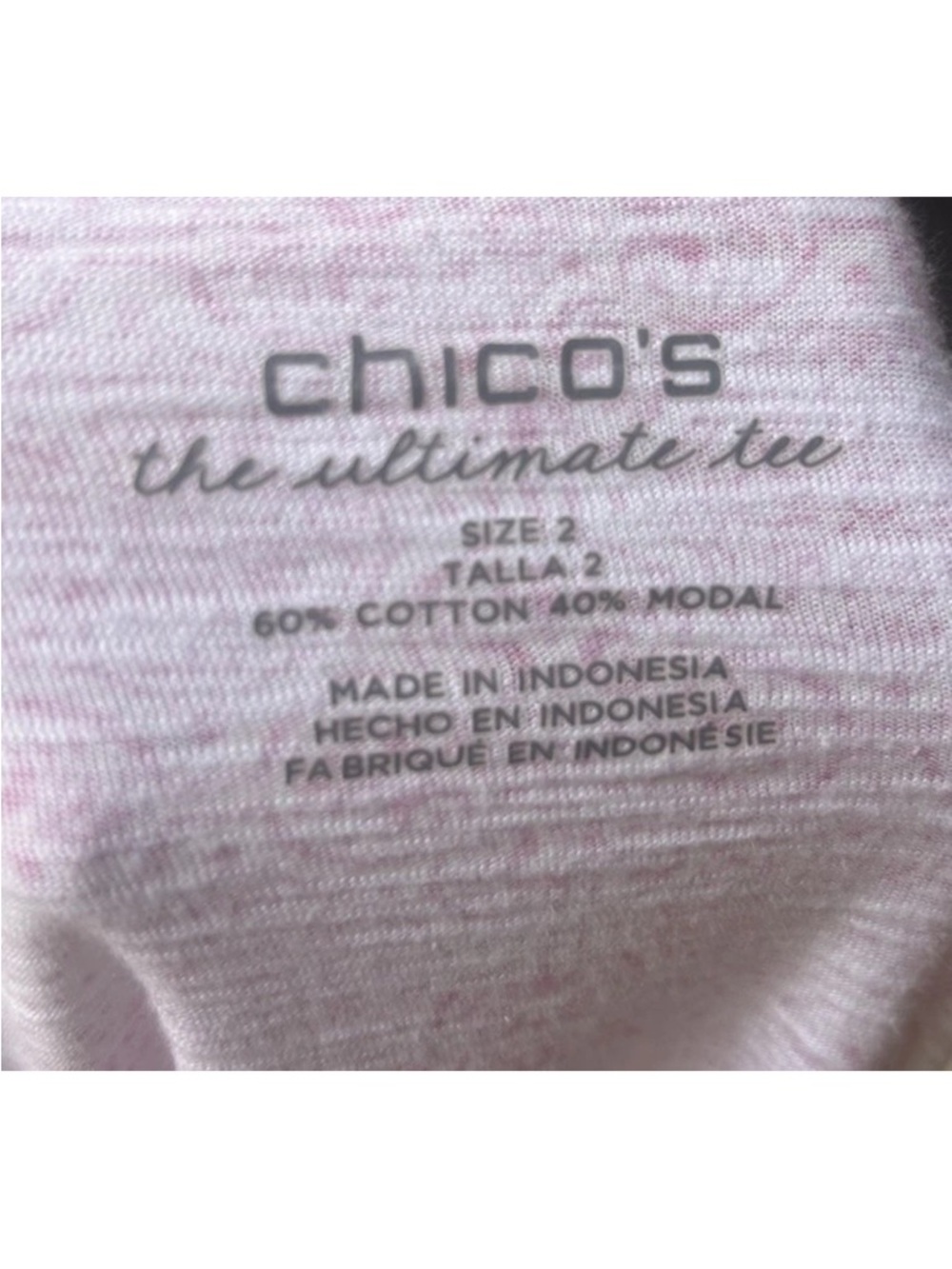 Chico's Ultimate Tee Tunic 2 (L) Pink White V Neck Hi Lo Hem - Picture 8 of 8